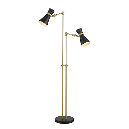 Z-Lite Soriano 2 Light Floor Lamp, Matte Black & Heritage Brass 728FL-MB-HBR